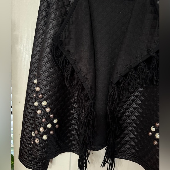 Blu by Blu Black Quilted Open Front Jacket Sz 12 - Picture 4 of 4